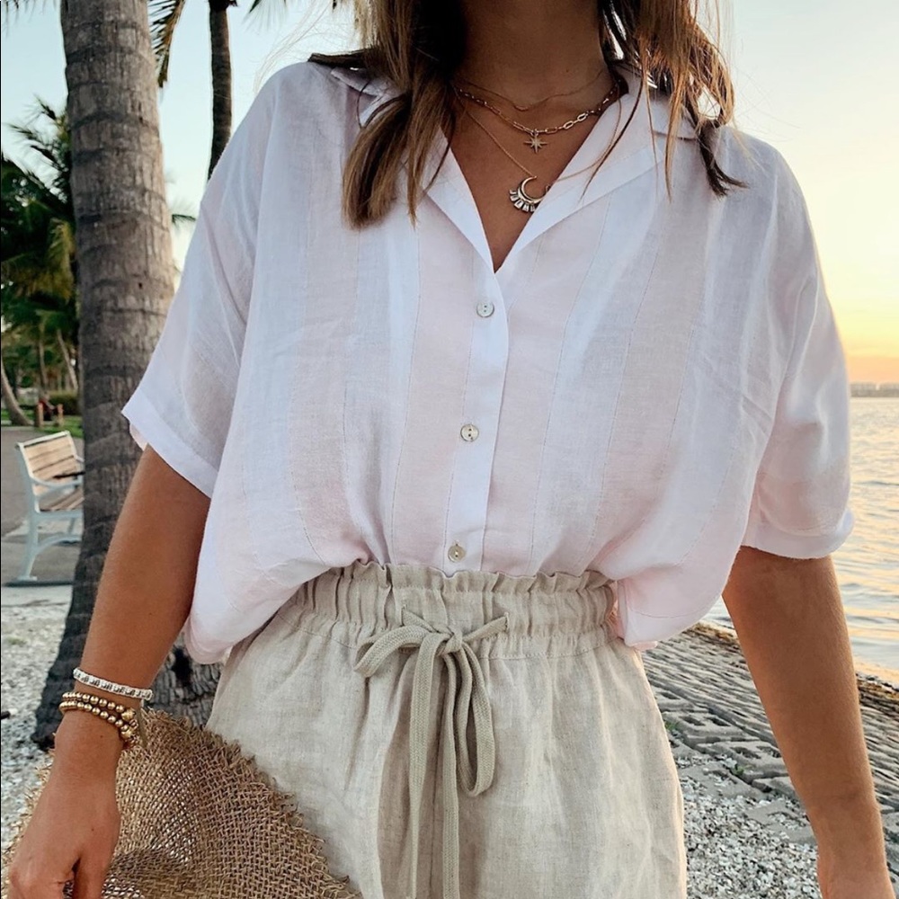 Rails Marley Tie Top Linen Blend Blouse